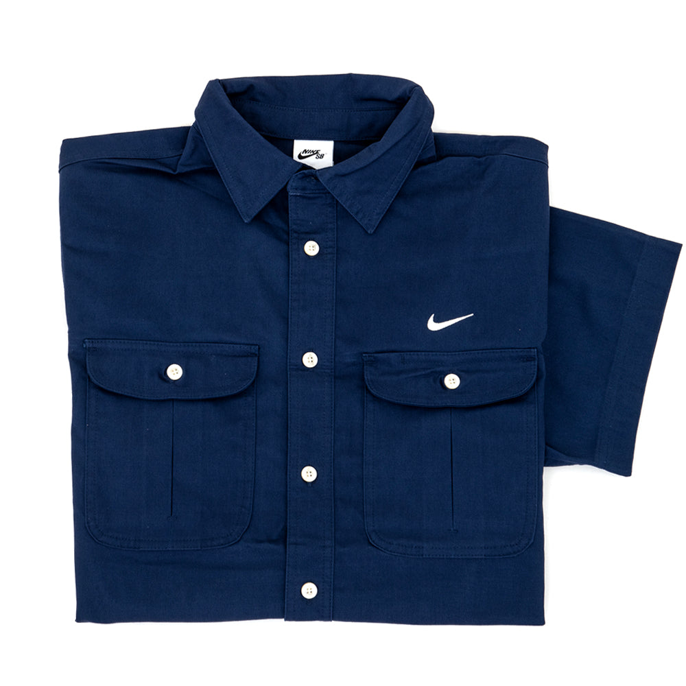 Skate Short-Sleeve Woven Button Up (Midnight Navy / Coconut Milk) (S)