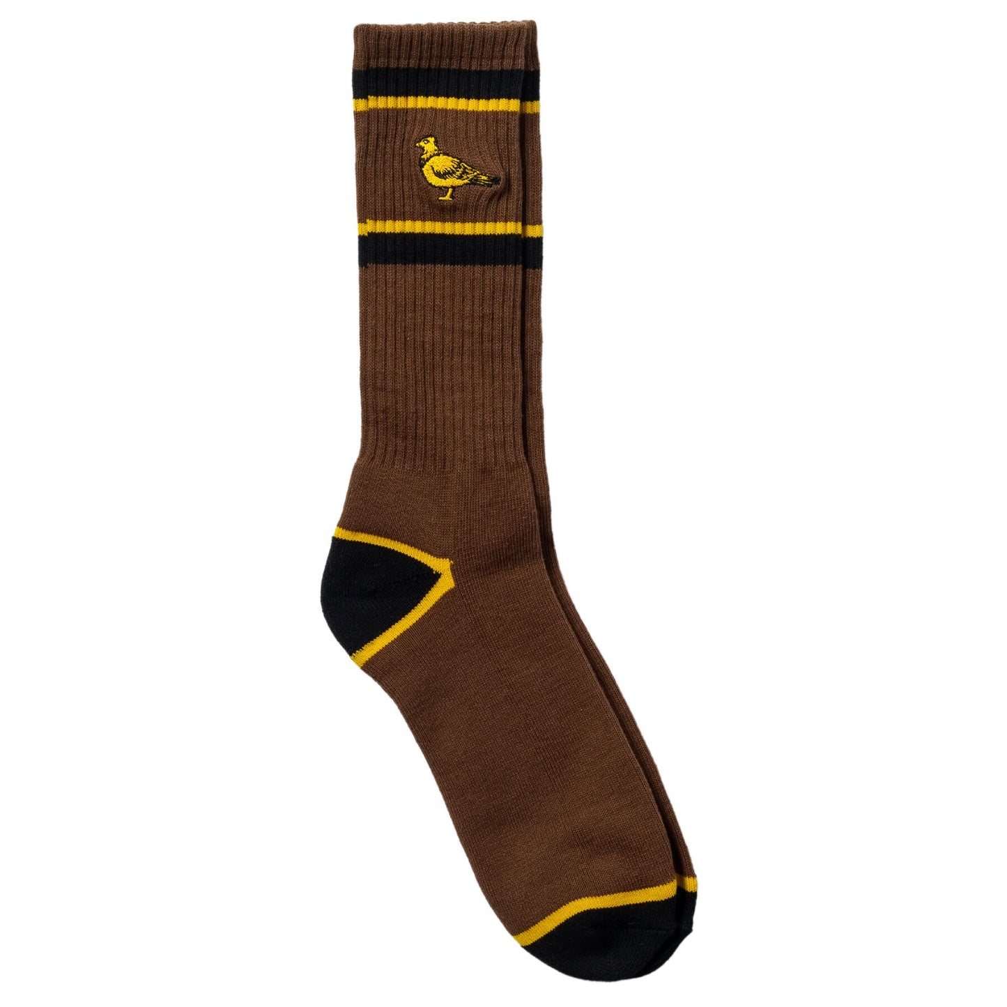 Basic Pigeon Embroidered Sock (Brown / Yellow)