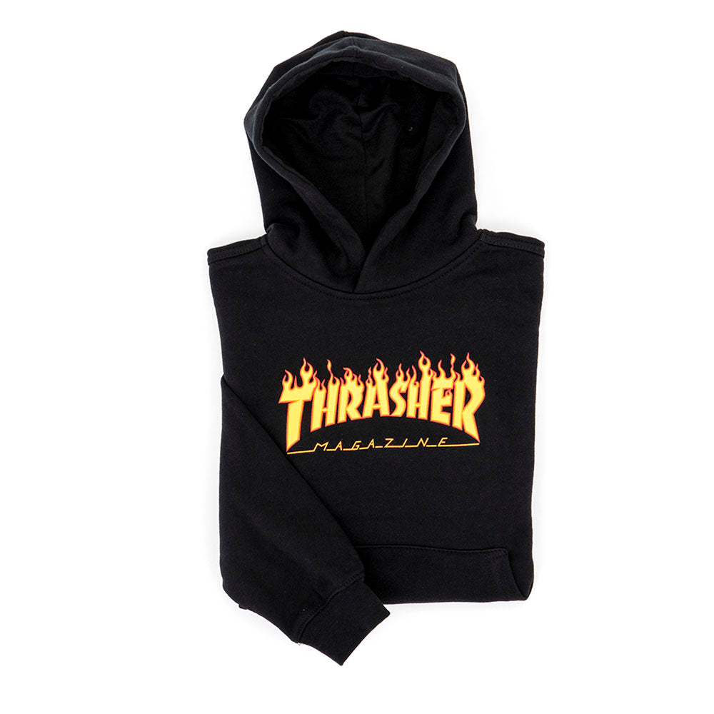 Youth Flame Logo Hooded Sweatshirt (Black) (S)