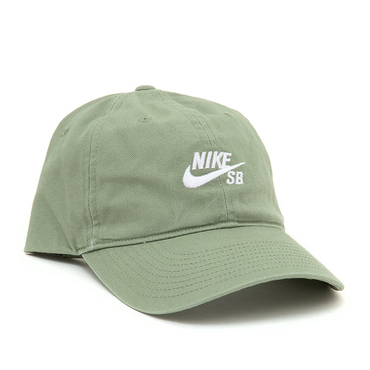 Unstructured 6 Panel Skate Strapback Cap (Oil Green / White)