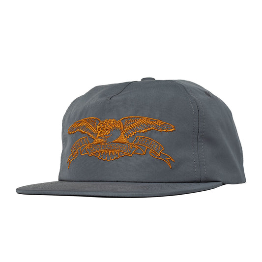 Basic Eagle 5 Panel Snapback Hat (Charcoal / Orange)