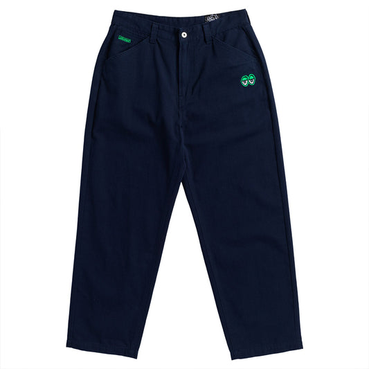 Eyes Embroidered Twill Pant (Navy / Green)