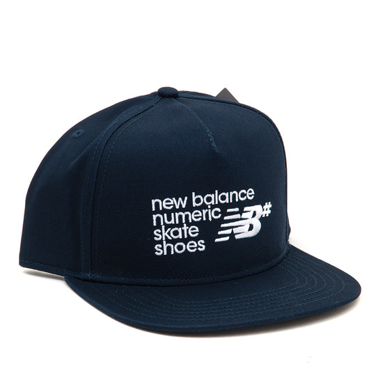5 Panel A Frame Flat Brim Snapback Hat (Navy)