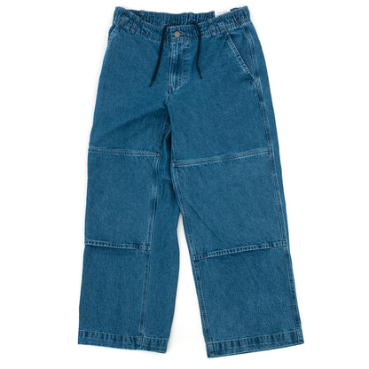 Loose Double-Knee Denim Skate Pant (Diffused Blue / White)