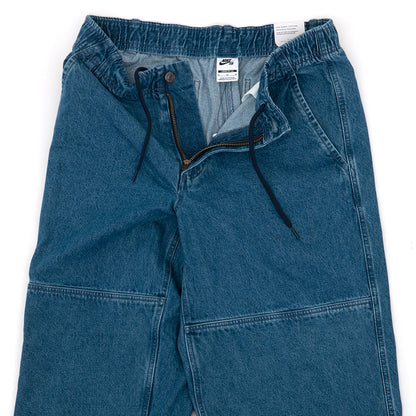 Loose Double-Knee Denim Skate Pant (Diffused Blue / White)