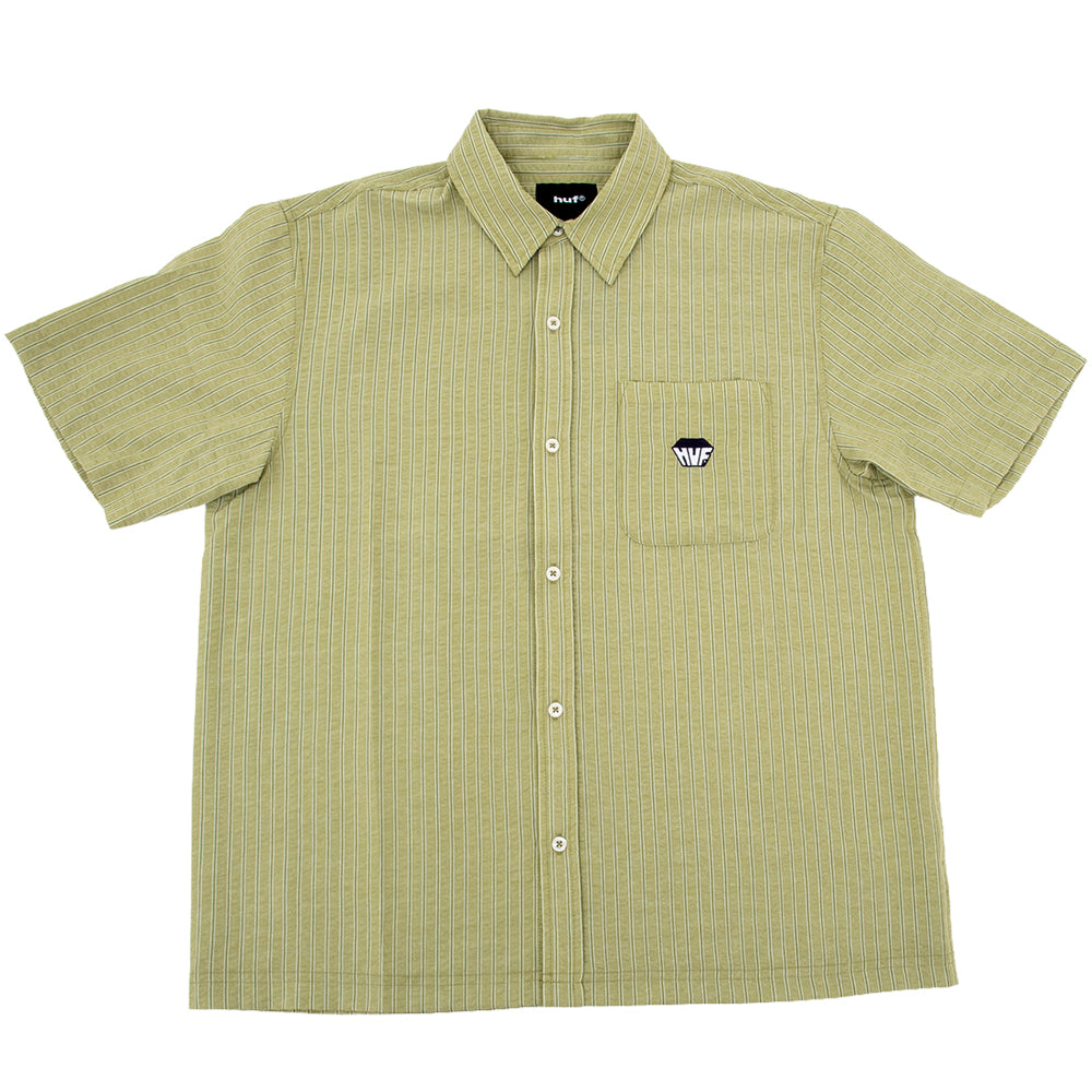 Big Block Striped Button Up S/S Shirt (Dried Herb) (S)
