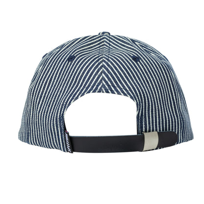 Flames Script Adj. Strapback Hat (Indigo Railroad Stripe)