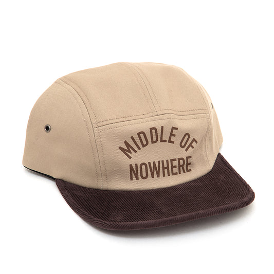 Middle of Nowhere Camper Strapback Hat (Tan)