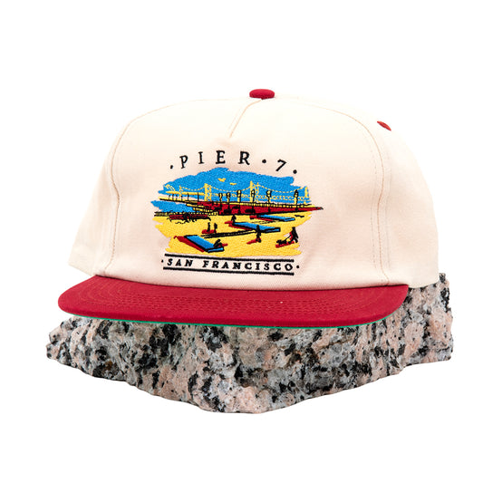 Pier Seven 5 Panel Snapback Hat (Natural)