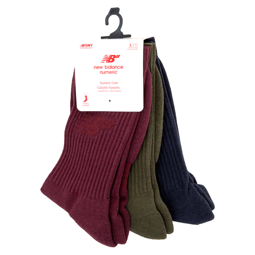Active Numeric Crew Socks 3 Pack (Multi)