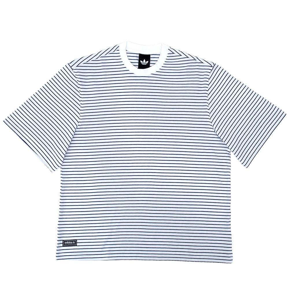 Skateboarding Yarn Dye S/S T-Shirt (White / Dark Blue)