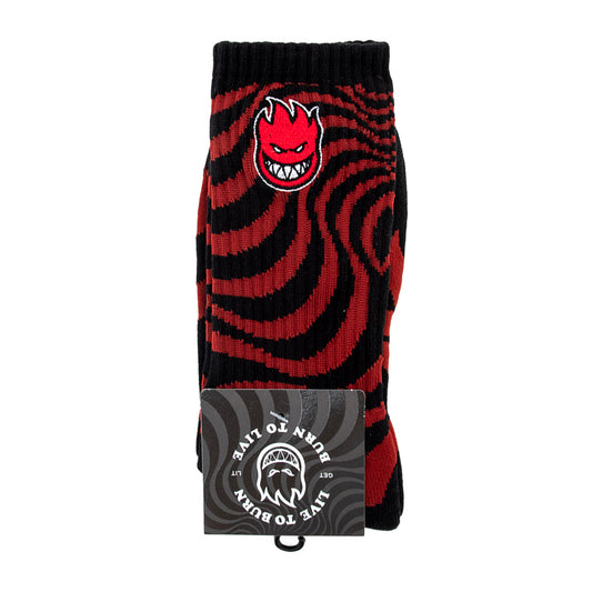 Bighead Fill Emb. Swirl Sock (Dark Red / Black)