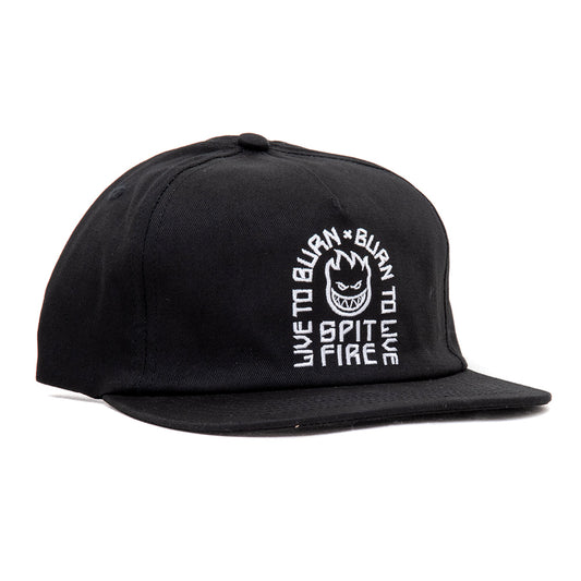 Adj. Live To Burn Arch Snapback Hat (Black / White)