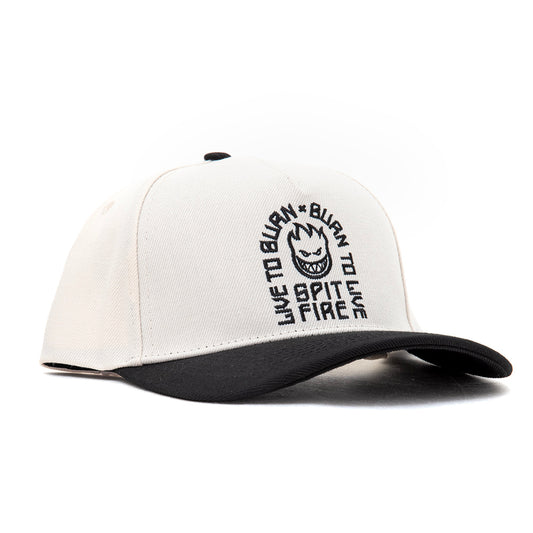 Adj. Live To Burn Arch Snapback Hat (Off White)