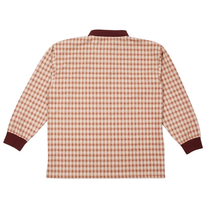 E.S.P. L/S Polo Shirt (Peach / Burgundy)