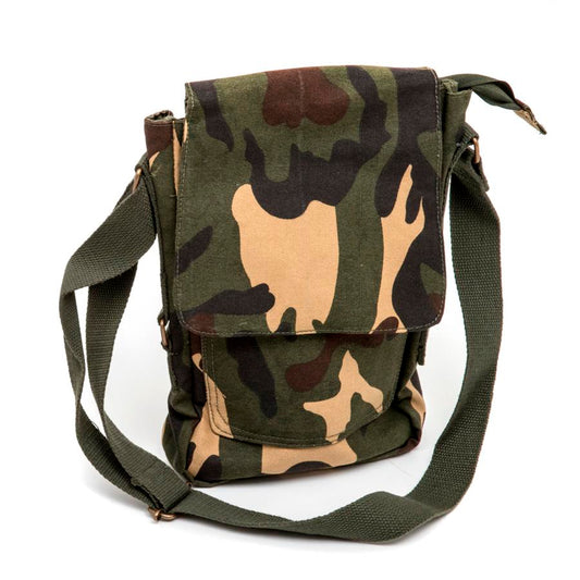 Vintage Canvas Military Tech Bag (Woodland Camo)